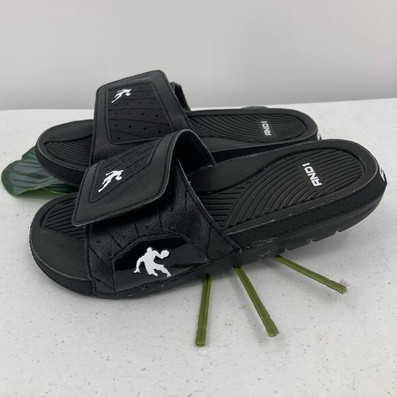 AND1 Black White Hook And Loop Lightweight Slip On Youth Slide Sandal Shoes - Picture 4 of 8
